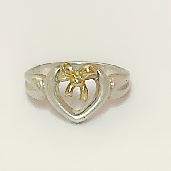Tiffany & Co Paloma Picasso Loving Heart Ring 925 & 18K Gold Bow Sz 4 - Picture 2 of 9